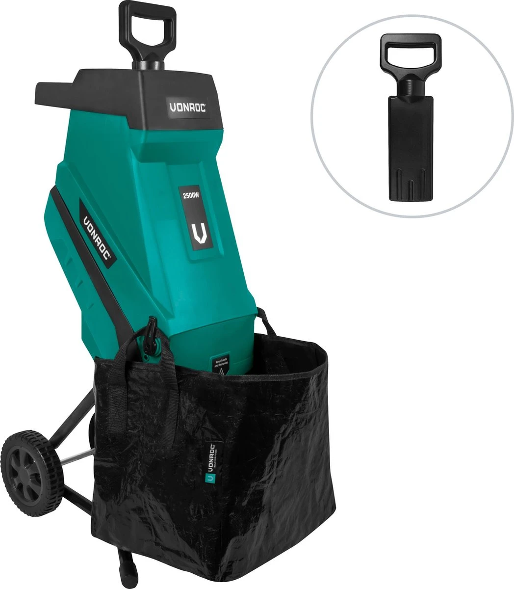 VONROC Hakselaar/Shredder 2500W – Voor Takken Tot Ø45mm – Incl. 45L Opvangzak & Duwstok 2 VONROC Hakselaar/Shredder 2500W – Voor Takken Tot Ø45mm – Incl. 45L Opvangzak & Duwstok - Image 2