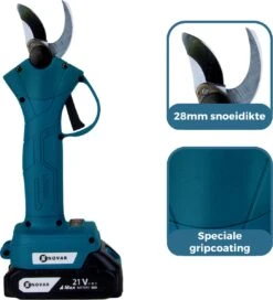 NovarGarden® Elektrische Snoeischaar NG1 - 2x Accu - Elektrisch - Takkenschaar - Op Batterij - 28mm -Tuin Tools Verkoop 1089x1200