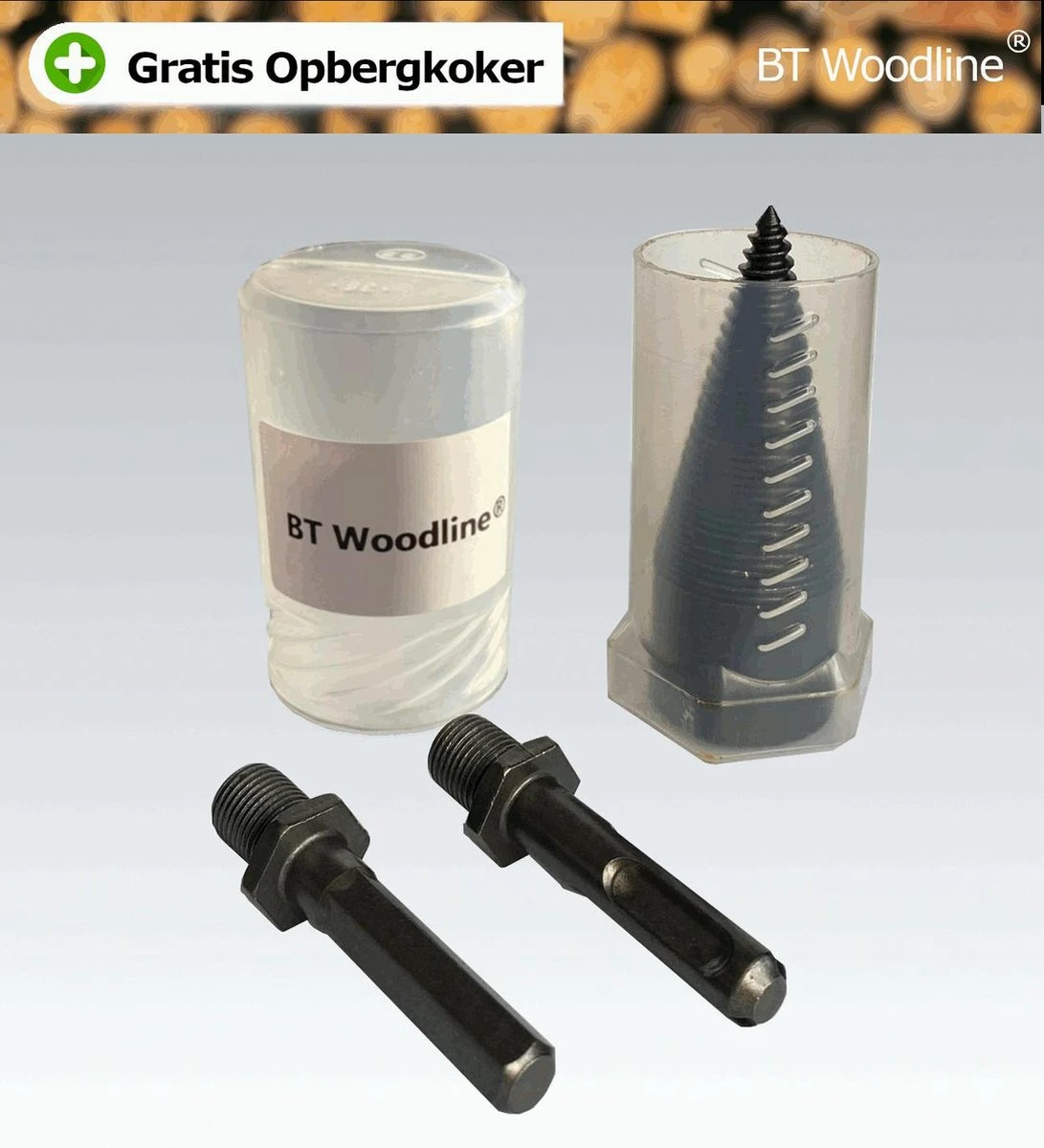 BT Woodline® | Houtklover Inclusief Opbergkoker | Houtsplijter | Houtkloof | Houtsplitter | Houtkloofboor | Kegelsplijter | Houtkliever | Aanmaakhout | Geschikt Voor Accutol, Schroeftol, Boormachine En Kloofmachines 2 BT Woodline® | Houtklover Inclusief Opbergkoker | Houtsplijter | Houtkloof | Houtsplitter | Houtkloofboor | Kegelsplijter | Houtkliever | Aanmaakhout | Geschikt Voor Accutol, Schroeftol, Boormachine En Kloofmachines - Image 2