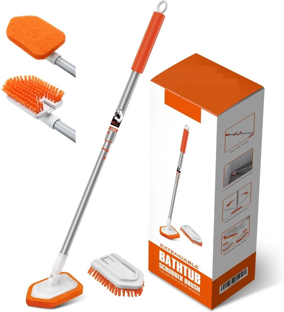 Merkloos Vloerschrobber - Bad Tegel Borstel Scrubber - Met 107cm Verstelbaar Lange - Voor Reiniging Badkamer Keuken Keramische Tegel - Oranje -Moederdag Cadeautje 1 Merkloos Vloerschrobber - Bad Tegel Borstel Scrubber - Met 107cm Verstelbaar Lange - Voor Reiniging Badkamer Keuken Keramische Tegel - Oranje -Moederdag Cadeautje