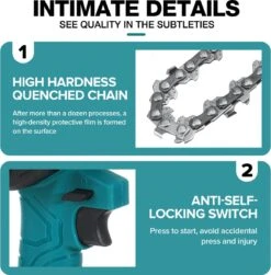 Merkloos Mini Accu Kettingzaag - 4 Inch Elektrische Boomzaag - Handkettingzaag - Met 2 Accu En 1 Oplader - Voor Tuinboom Ranch Bomen Snijden Hout- Blauw -Tuin Tools Verkoop 1179x1200