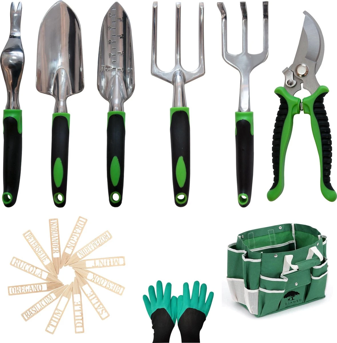 Djambo Tuingereedschap Set 8-delig Tuinsetje Met 15 Unieke Bamboe Plantetiketten In 1 Draagtas - Compleet Tuingereedschap Voor De Tuinliefhebbers 7 Djambo Tuingereedschap Set 8-delig Tuinsetje Met 15 Unieke Bamboe Plantetiketten In 1 Draagtas - Compleet Tuingereedschap Voor De Tuinliefhebbers - Image 7