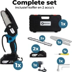 NovarGarden® Mini Kettingzaag NG1 - Met 2x Accu - Takkenzaag - Snoeizaag - Electrisch - Handzaag - Boomzaag - 21V -Tuin Tools Verkoop 1193x1200 2