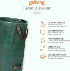 Goliving Tuinafvalzak - Set Van 2- Tuinafvalzakken Opvouwbaar - Tuinzak - Tuinafvalemmer - 2x 280 Liter - Groen -Tuin Tools Verkoop 1195x1200 3