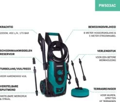 VONROC Hogedrukreiniger V22-2 2200W – 170 Bar – 450 L/h – Incl. 8m Slang, Terrasreiniger, Reinigingstank En Meer -Tuin Tools Verkoop 1200x1027