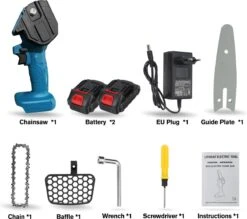 Merkloos Mini Accu Kettingzaag - 4 Inch Elektrische Boomzaag - Handkettingzaag - Met 2 Accu En 1 Oplader - Voor Tuinboom Ranch Bomen Snijden Hout- Blauw -Tuin Tools Verkoop 1200x1062