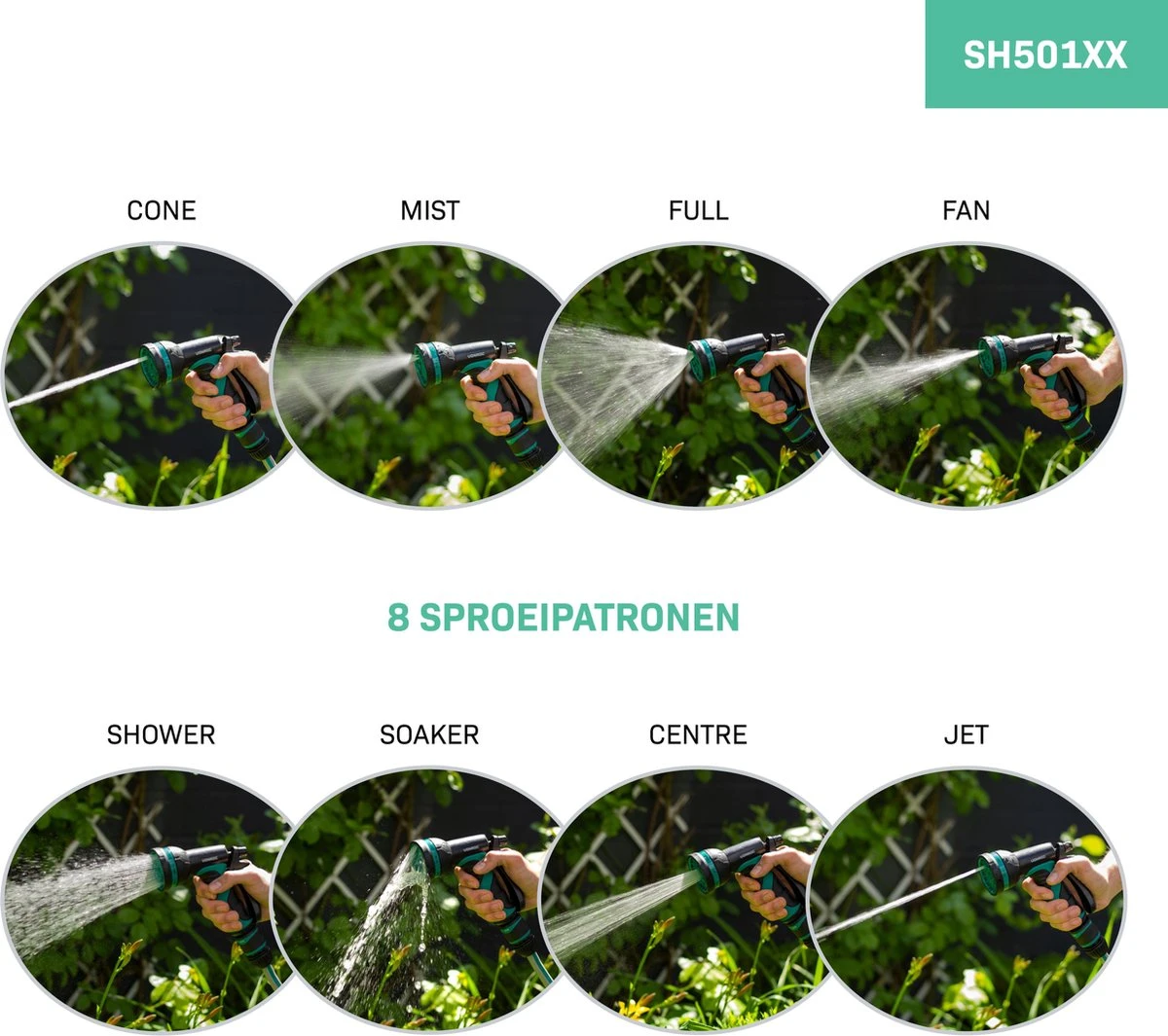 VONROC Broespistool & Spuitstuk Set – 8 Sproeipatronen En Regelbare Watertoevoer – Incl. Koppelingen 2 VONROC Broespistool & Spuitstuk Set – 8 Sproeipatronen En Regelbare Watertoevoer – Incl. Koppelingen - Image 2