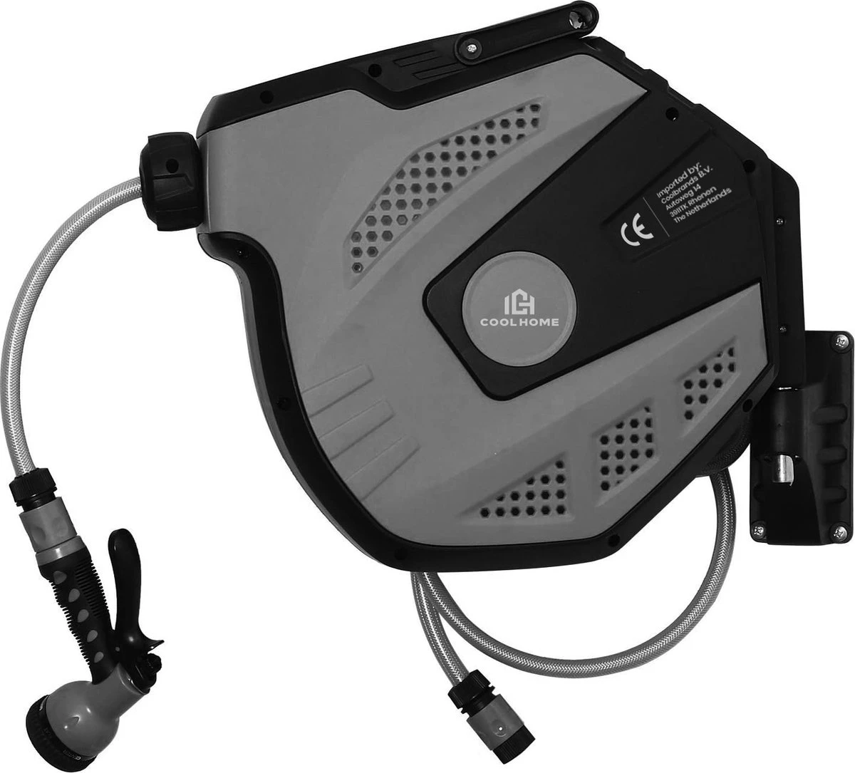 CoolHome - Wandslangenbox 20 Meter + 2 Meter - Tuinslang Met Haspel- Slangenhouder 180° Draaibaar - Tuinslanghaspel Zwart - Grijs 1 CoolHome - Wandslangenbox 20 Meter + 2 Meter - Tuinslang Met Haspel- Slangenhouder 180° Draaibaar - Tuinslanghaspel Zwart - Grijs