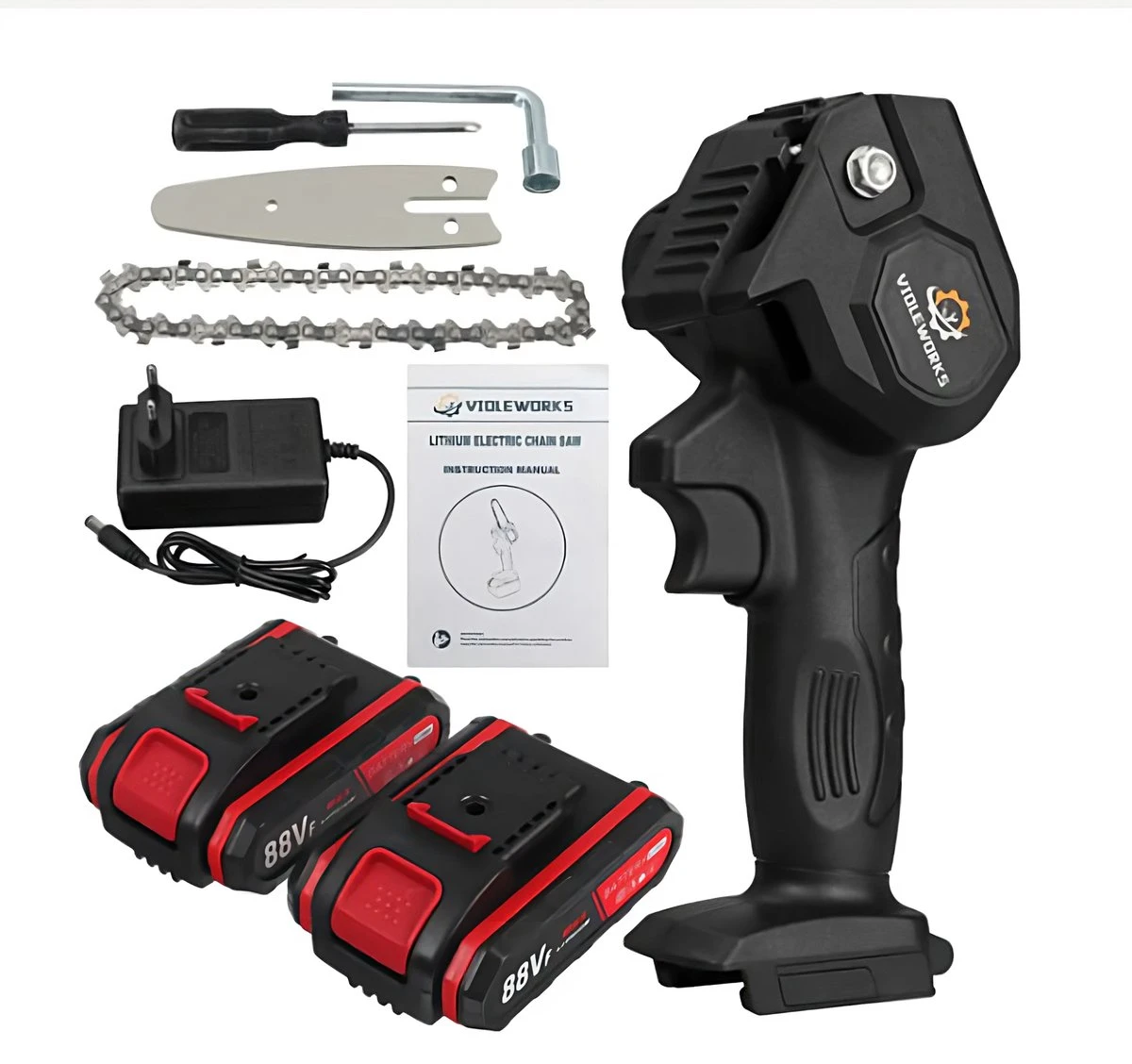 Violeworks® Accu Kettingzaag - Snoeizaag - Mini Kettingzaag - Handkettingzaag - Ook Voor Makita - Elektrische Kettingzaag - Elektrische Snoeischaar - Op Batterij - 2900 MAh - 1080W - 88V 7 Violeworks® Accu Kettingzaag - Snoeizaag - Mini Kettingzaag - Handkettingzaag - Ook Voor Makita - Elektrische Kettingzaag - Elektrische Snoeischaar - Op Batterij - 2900 MAh - 1080W - 88V - Image 7