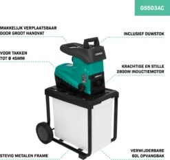 VONROC Stille Hakselaar/Shredder 2800W – Voor Takken Tot Ø45mm – Incl. 60L Opvangbak & Duwstok -Tuin Tools Verkoop 1200x1134 3