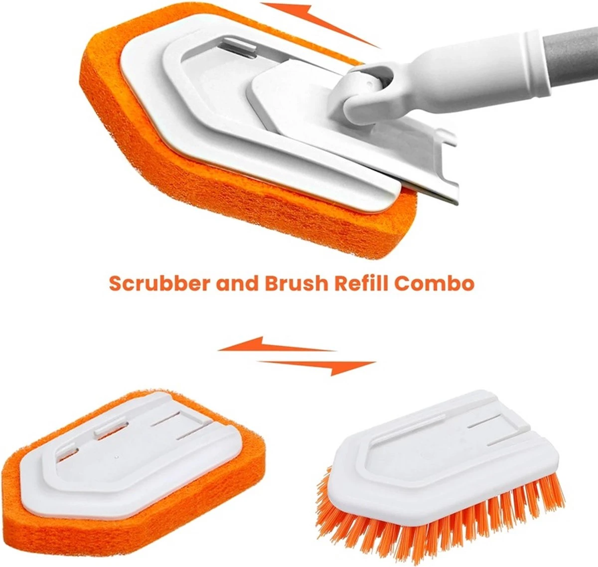 Merkloos Vloerschrobber - Bad Tegel Borstel Scrubber - Met 107cm Verstelbaar Lange - Voor Reiniging Badkamer Keuken Keramische Tegel - Oranje -Moederdag Cadeautje 9 Merkloos Vloerschrobber - Bad Tegel Borstel Scrubber - Met 107cm Verstelbaar Lange - Voor Reiniging Badkamer Keuken Keramische Tegel - Oranje -Moederdag Cadeautje - Image 9