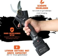 Reichlër® Elektrische Snoeischaar - 40 Mm Snijdiameter - 2x Accu - Anti-cut Functie - Heggenschaar - Takkenschaar - Zwart -Tuin Tools Verkoop 1200x1145