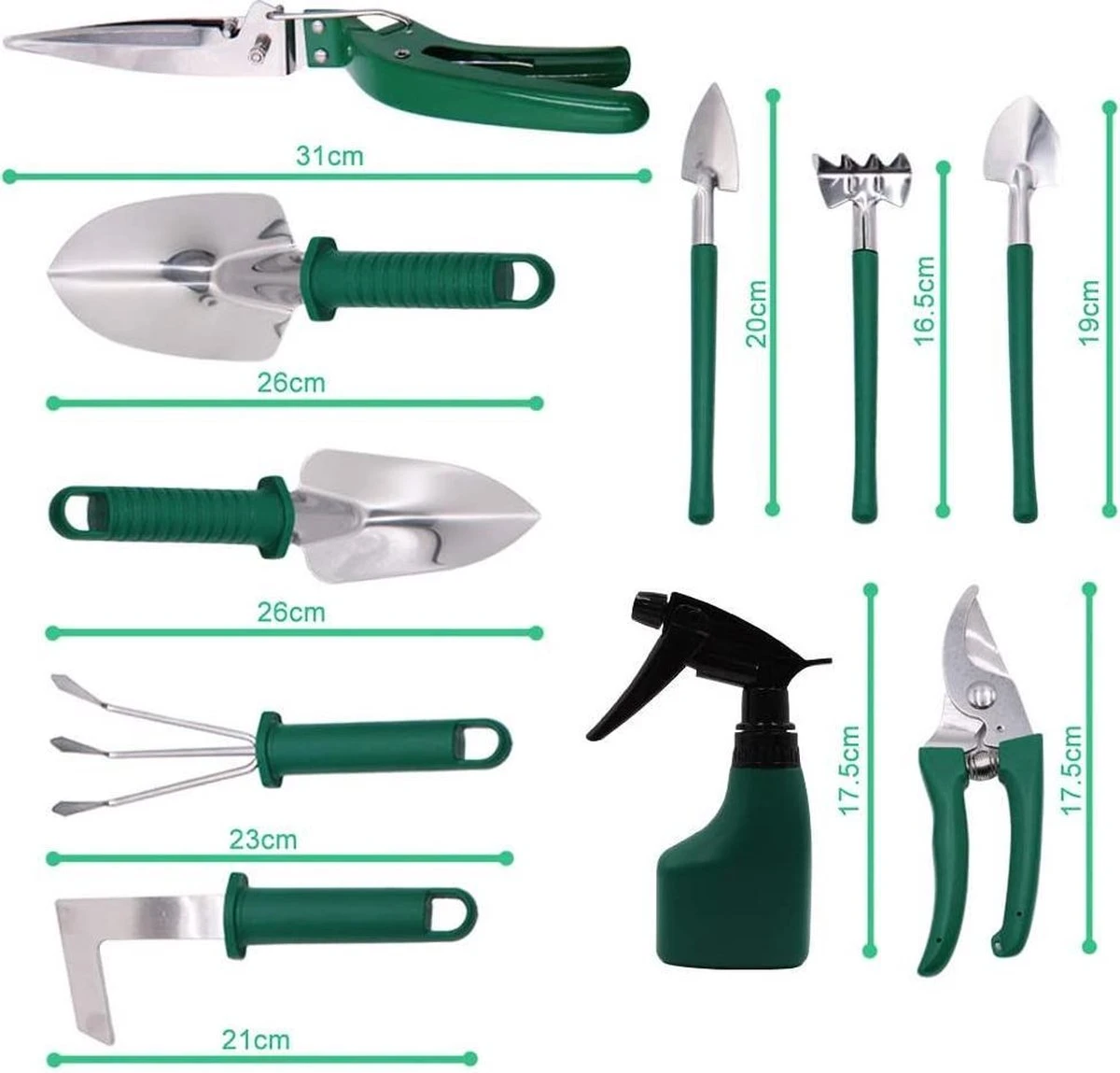 Tuingereedschap Set Tuinierset 10 Delig - Snoeischaar Tuinschaar Bloemenschaar Tuinschepje Plantenspuit Handhark 9 Tuingereedschap Set Tuinierset 10 Delig - Snoeischaar Tuinschaar Bloemenschaar Tuinschepje Plantenspuit Handhark - Image 9
