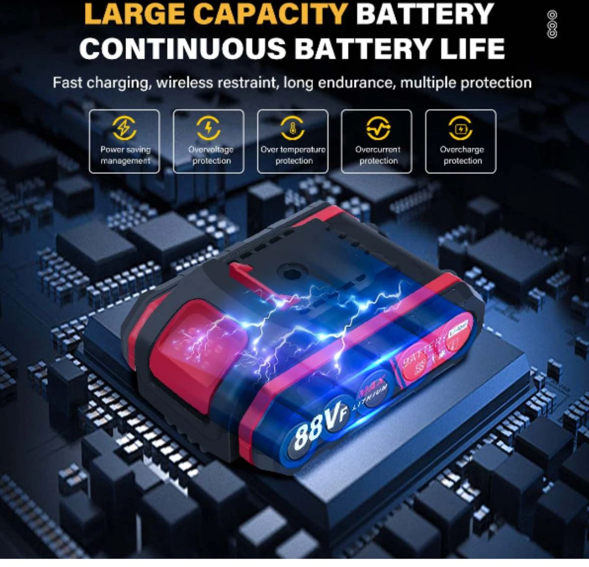 Violeworks® Accu Kettingzaag - Snoeizaag - Mini Kettingzaag - Handkettingzaag - Ook Voor Makita - Elektrische Kettingzaag - Elektrische Snoeischaar - Op Batterij - 2900 MAh - 1080W - 88V 4 Violeworks® Accu Kettingzaag - Snoeizaag - Mini Kettingzaag - Handkettingzaag - Ook Voor Makita - Elektrische Kettingzaag - Elektrische Snoeischaar - Op Batterij - 2900 MAh - 1080W - 88V - Image 4