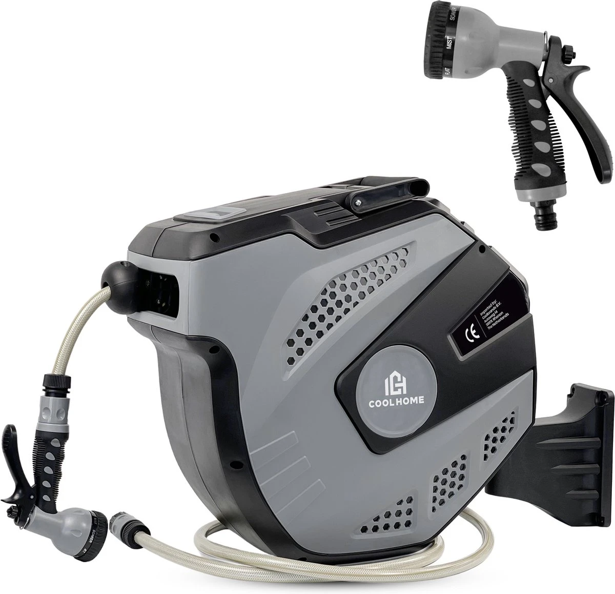 CoolHome - Wandslangenbox 20 Meter + 2 Meter - Tuinslang Met Haspel- Slangenhouder 180° Draaibaar - Tuinslanghaspel Zwart - Grijs 8 CoolHome - Wandslangenbox 20 Meter + 2 Meter - Tuinslang Met Haspel- Slangenhouder 180° Draaibaar - Tuinslanghaspel Zwart - Grijs - Image 8