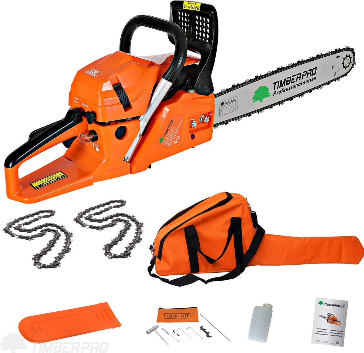 TIMBERPRO - Kettingzaag – Benzine - 62 Cc - Zwaardlengte 50 Cm - Transportzak - 2e Ketting 3 TIMBERPRO - Kettingzaag – Benzine - 62 Cc - Zwaardlengte 50 Cm - Transportzak - 2e Ketting - Image 3