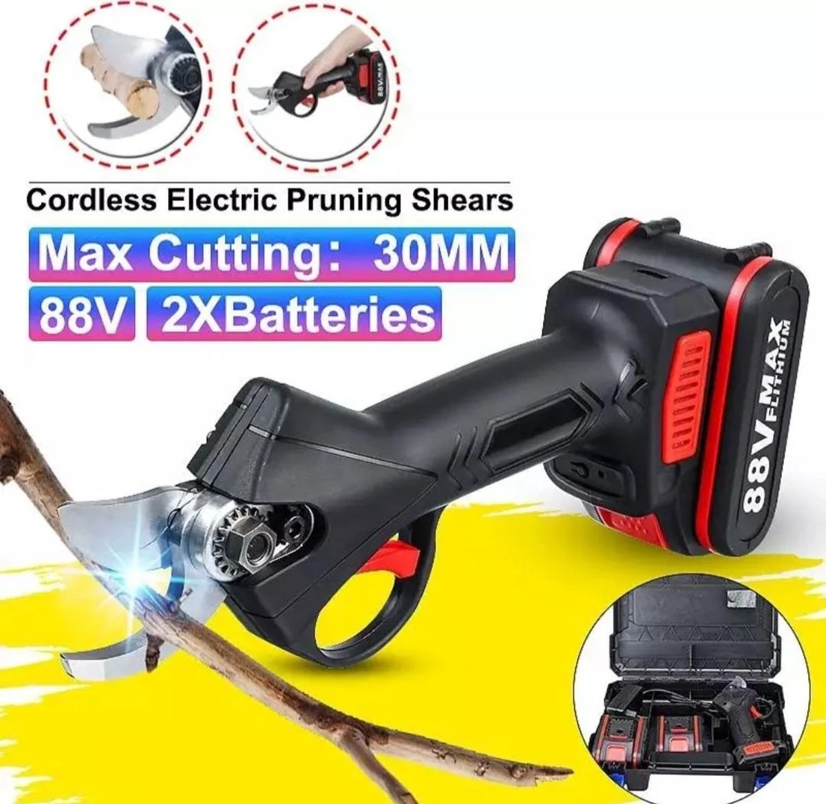 Accu Snoeischaar-88 VOLT-9000 MAh-COMPLETE SET-Professioneel-Hovenier-Tuinman 4 Accu Snoeischaar-88 VOLT-9000 MAh-COMPLETE SET-Professioneel-Hovenier-Tuinman - Image 4