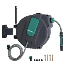 VONROC Automatische Slanghaspel – Incl. 25m Tuinslang, Aansluitslang, Spuitstuk, Koppelingen & Kraanaansluiting -Tuin Tools Verkoop 1200x1170 5