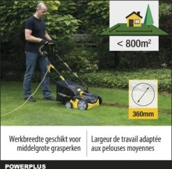 Powerplus POWXG7516 Elektrische Verticuteermachine - Mos Verwijderaar - 1800W - 360mm Maaibreedte- 45L Opvangbak - Incl. Gazonbeluchter/grasbeluchter -Tuin Tools Verkoop 1200x1177 4