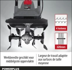 Powerplus POWEG7010 Tuinfrees - 1050W - Werkbreedte 320mm - Werkdiepte Max. 220mm - Incl. 4 Messen 10 Powerplus POWEG7010 Tuinfrees - 1050W - Werkbreedte 320mm - Werkdiepte Max. 220mm - Incl. 4 Messen -Tuin Tools Verkoop 1200x1179 3