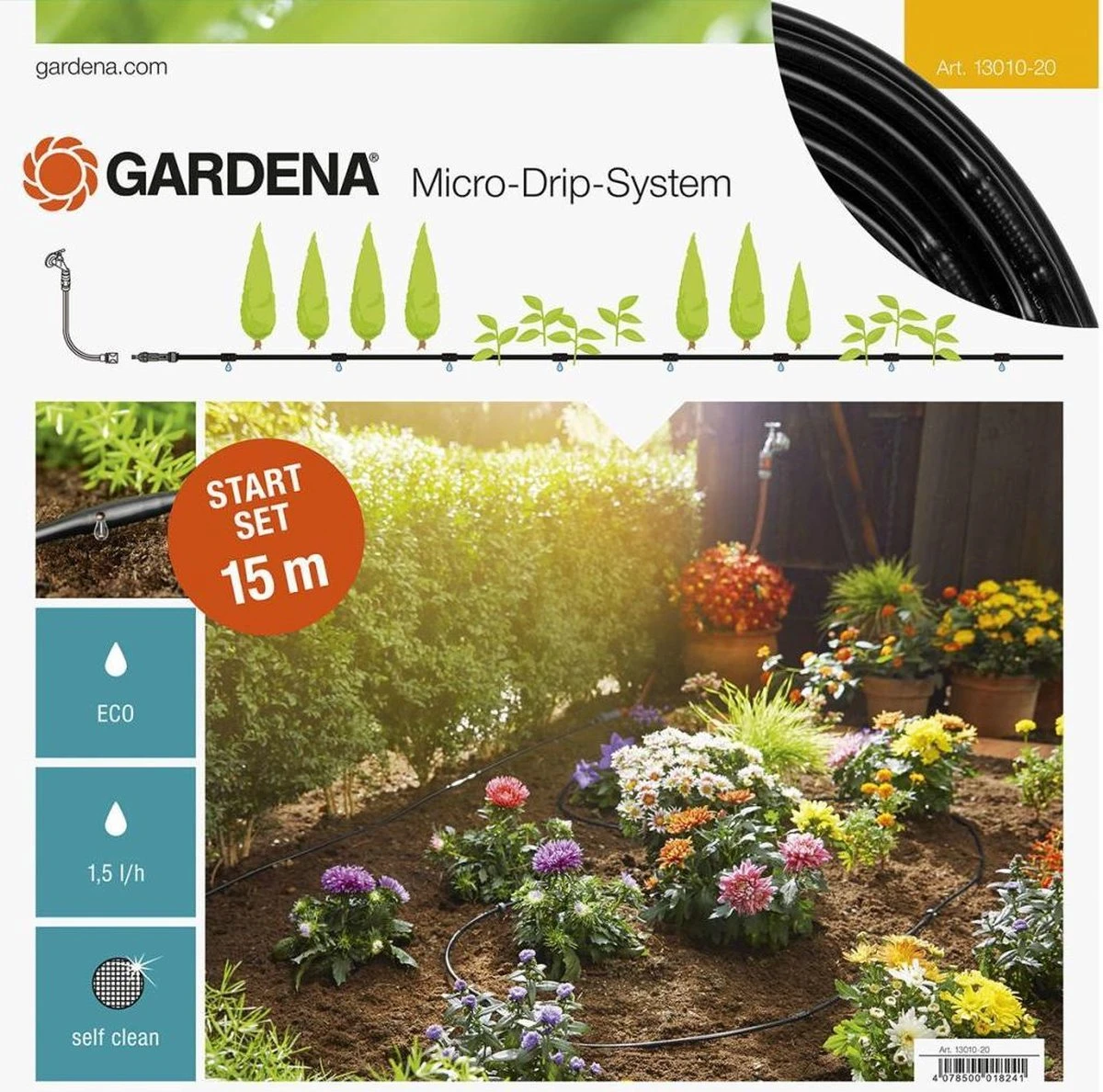GARDENA Micro Drip System Startset S - Voor Rijplanten Druppelsysteem- 15 Meter 1 GARDENA Micro Drip System Startset S - Voor Rijplanten Druppelsysteem- 15 Meter
