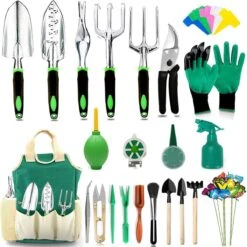 Tuinierset 51 Delig Met Gereedschapsmand - Inclusief Tuinschaar, Handschep, Handhark, Plantenspuit, Haakvormige Voegenkrabber, Bloemenschepje, Bloemenschaar, Grasschaar En Heggenschaar