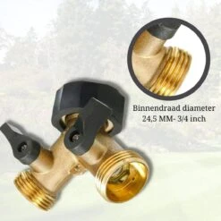 Y Stuk Kraan - Kraan Splitter - Waterverdeler - Buitenkraan - Waterverdeler 2 Weg – Messing - Afzonderlijk Af Te Sluiten -Tuin Tools Verkoop 1200x1200 1157