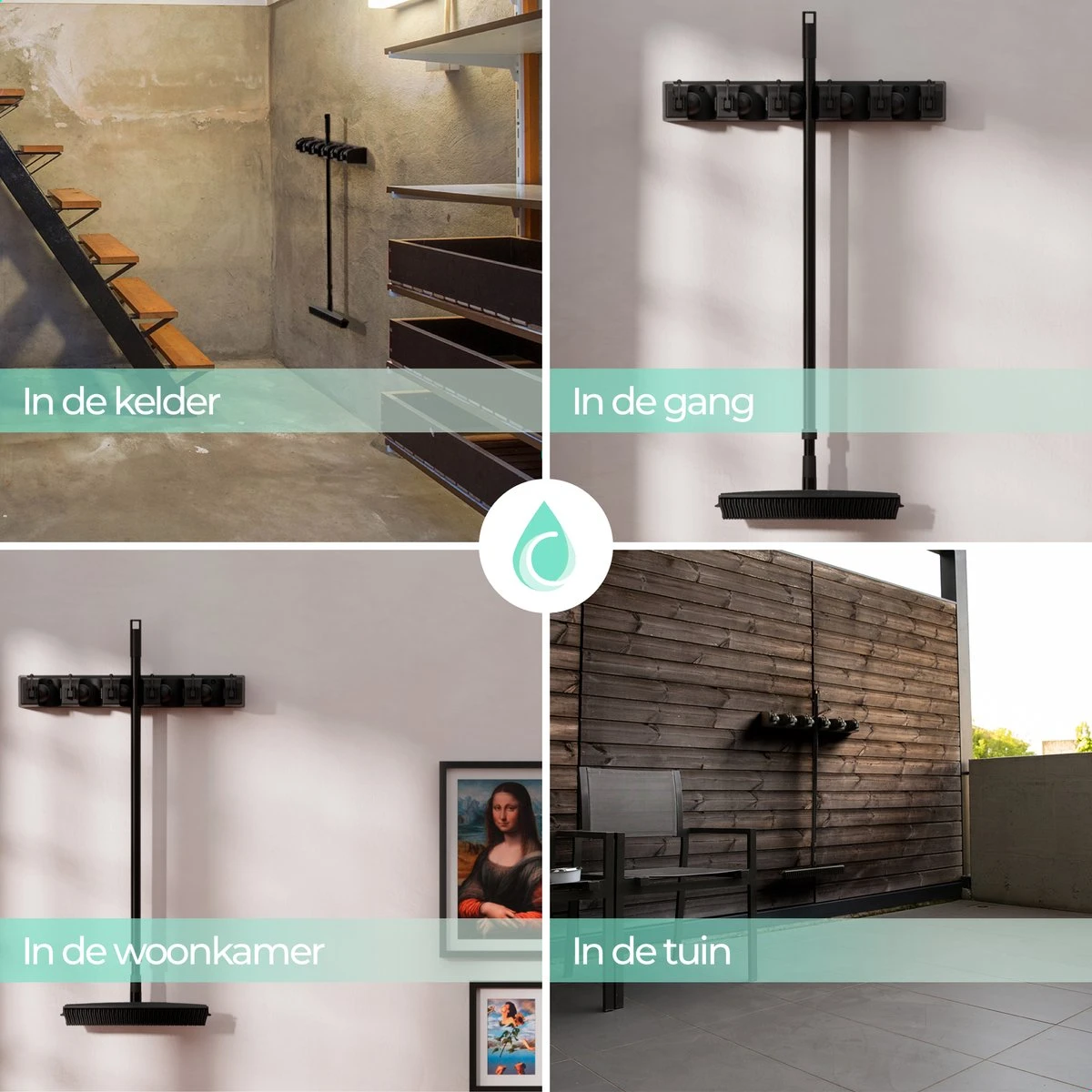 CLEANLY® Bezemhouder - Ophangsysteem Voor Tuingereedschap - Bezem Ophangsysteem - Gereedschapshouder Met Ophanghaken - ABS 7 CLEANLY® Bezemhouder - Ophangsysteem Voor Tuingereedschap - Bezem Ophangsysteem - Gereedschapshouder Met Ophanghaken - ABS - Image 7