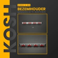 Merkloos Stevige Bezemhouder - Aluminium - Ophangsysteem Bezem - 5 Haken & 4 Houders - Gereedschaphouder - Opbergsysteem -Tuin Tools Verkoop 1200x1200 125