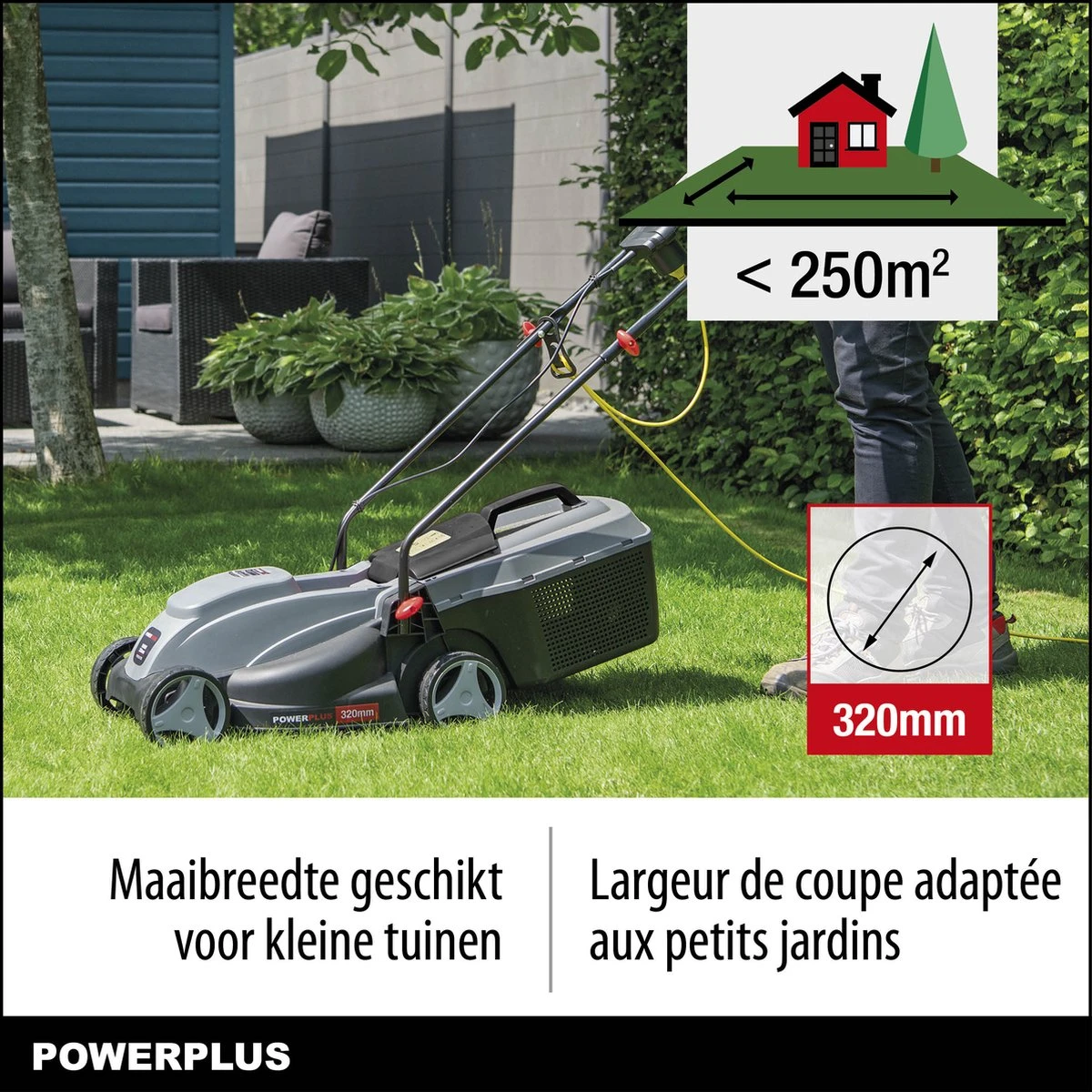 Powerplus POWEG63703 Elektrische Grasmaaier - Grasmachine Voor Kleine Tuin - 1000 W - 32cm Maaibreedte - 30L Opvangbak - Verstelbare Maaihoogte 6 Powerplus POWEG63703 Elektrische Grasmaaier - Grasmachine Voor Kleine Tuin - 1000 W - 32cm Maaibreedte - 30L Opvangbak - Verstelbare Maaihoogte - Image 6