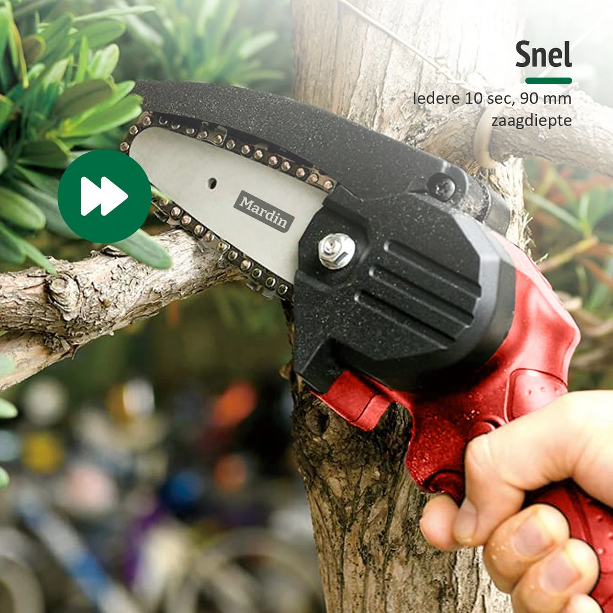 Mardin Mini Kettingzaag - Snoeizaag - Kettingzaag - Kettingzaag Electrisch Met 2 Accu - Inclusief Koffer - 1 Extra Accu - Rood 2 Mardin Mini Kettingzaag - Snoeizaag - Kettingzaag - Kettingzaag Electrisch Met 2 Accu - Inclusief Koffer - 1 Extra Accu - Rood - Image 2