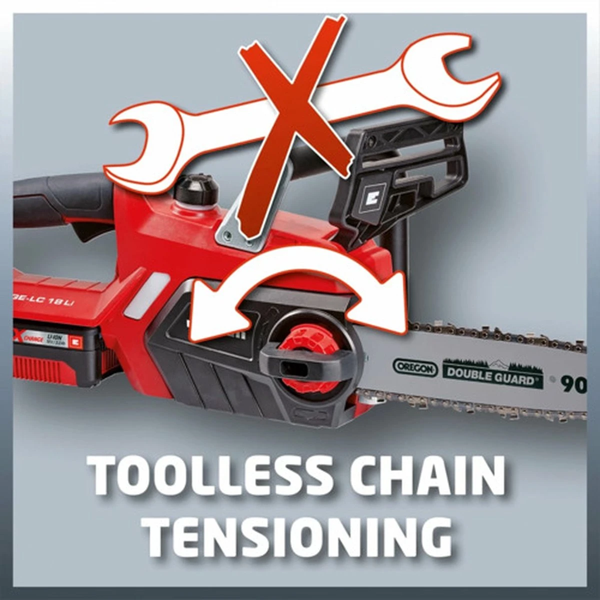 Einhell Accu Kettingzaag GE-LC 18 Li Kit (1x3,0Ah) Power X-Change (Li-Ion - 18 V - 25 Cm Zwaardlengte - 23 Cm Snijlengte - Terugslagbescherming - Kettingvangbout - Incl. 3,0 Ah Accu En Lader) 16 Einhell Accu Kettingzaag GE-LC 18 Li Kit (1x3,0Ah) Power X-Change (Li-Ion - 18 V - 25 Cm Zwaardlengte - 23 Cm Snijlengte - Terugslagbescherming - Kettingvangbout - Incl. 3,0 Ah Accu En Lader) - Image 16