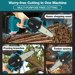 Merkloos Mini Accu Kettingzaag - 4 Inch Elektrische Boomzaag - Handkettingzaag - Met 2 Accu En 1 Oplader - Voor Tuinboom Ranch Bomen Snijden Hout- Blauw -Tuin Tools Verkoop 1200x1200 497