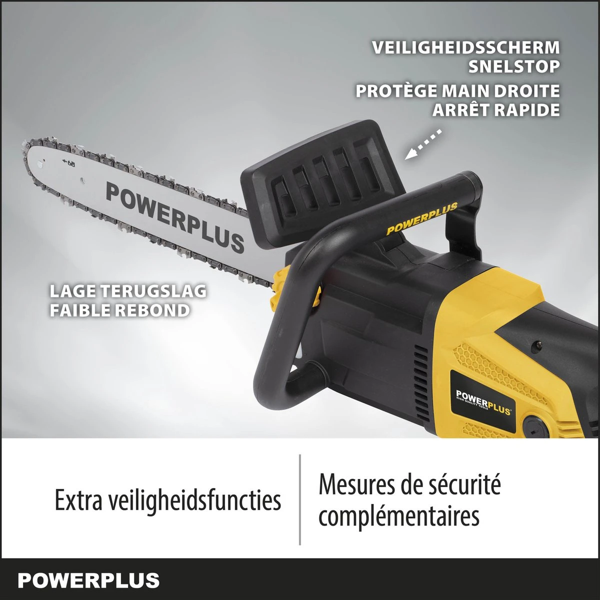 Powerplus POWXG1009 Elektrische Kettingzaag - 2400W - Zwaardlengte 400mm - Automatische Kettingsmering - Incl. 1x Ketting En 1x Zwaard 5 Powerplus POWXG1009 Elektrische Kettingzaag - 2400W - Zwaardlengte 400mm - Automatische Kettingsmering - Incl. 1x Ketting En 1x Zwaard - Image 5