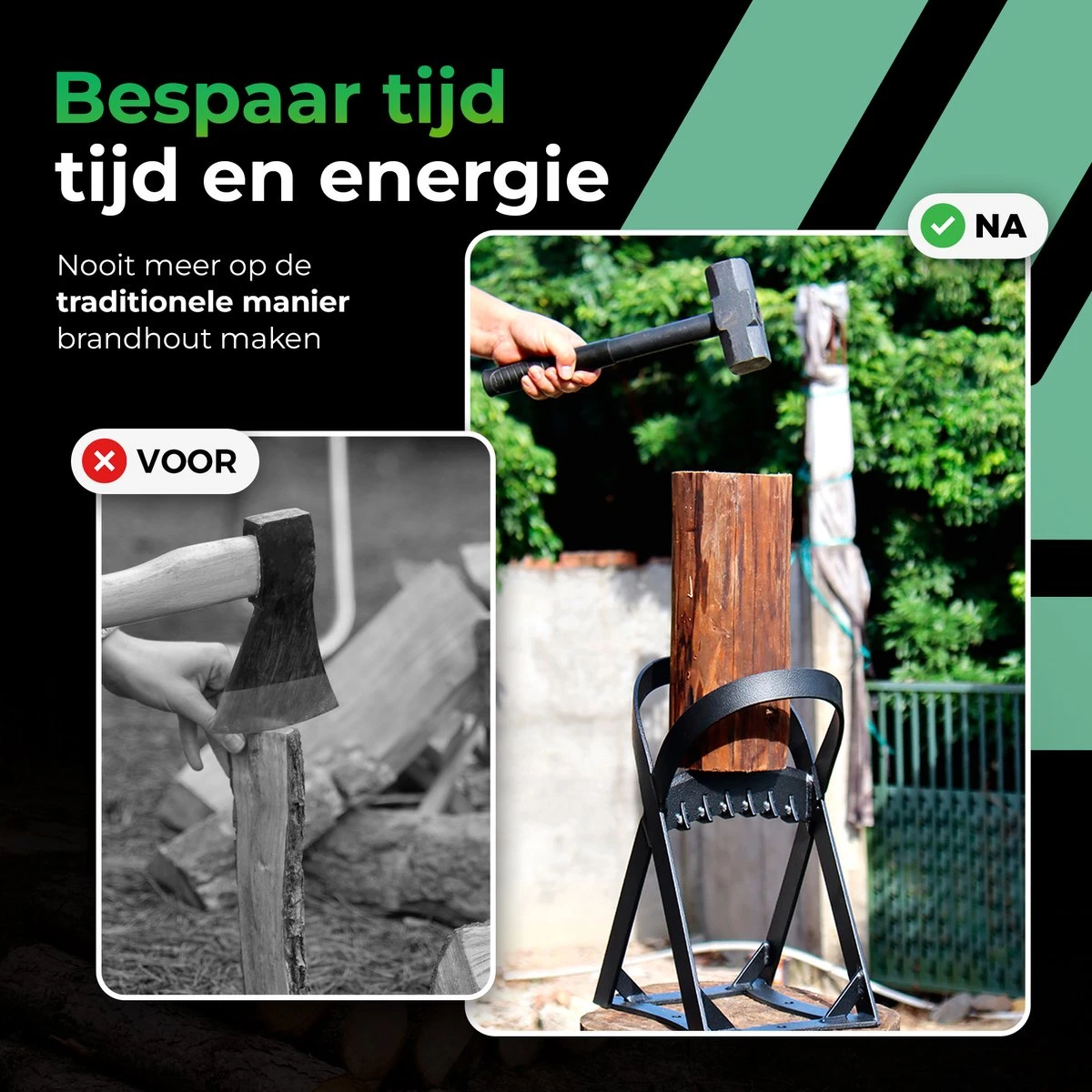 Lighted Lifestyle™| Houtklover Voor Aanmaakhout Incl. Kloofhamer - Houtsplijter - Houtkliever - Snel Haardhout - Gietijzer - Incl. Schroeven 6 Lighted Lifestyle™| Houtklover Voor Aanmaakhout Incl. Kloofhamer - Houtsplijter - Houtkliever - Snel Haardhout - Gietijzer - Incl. Schroeven - Image 6
