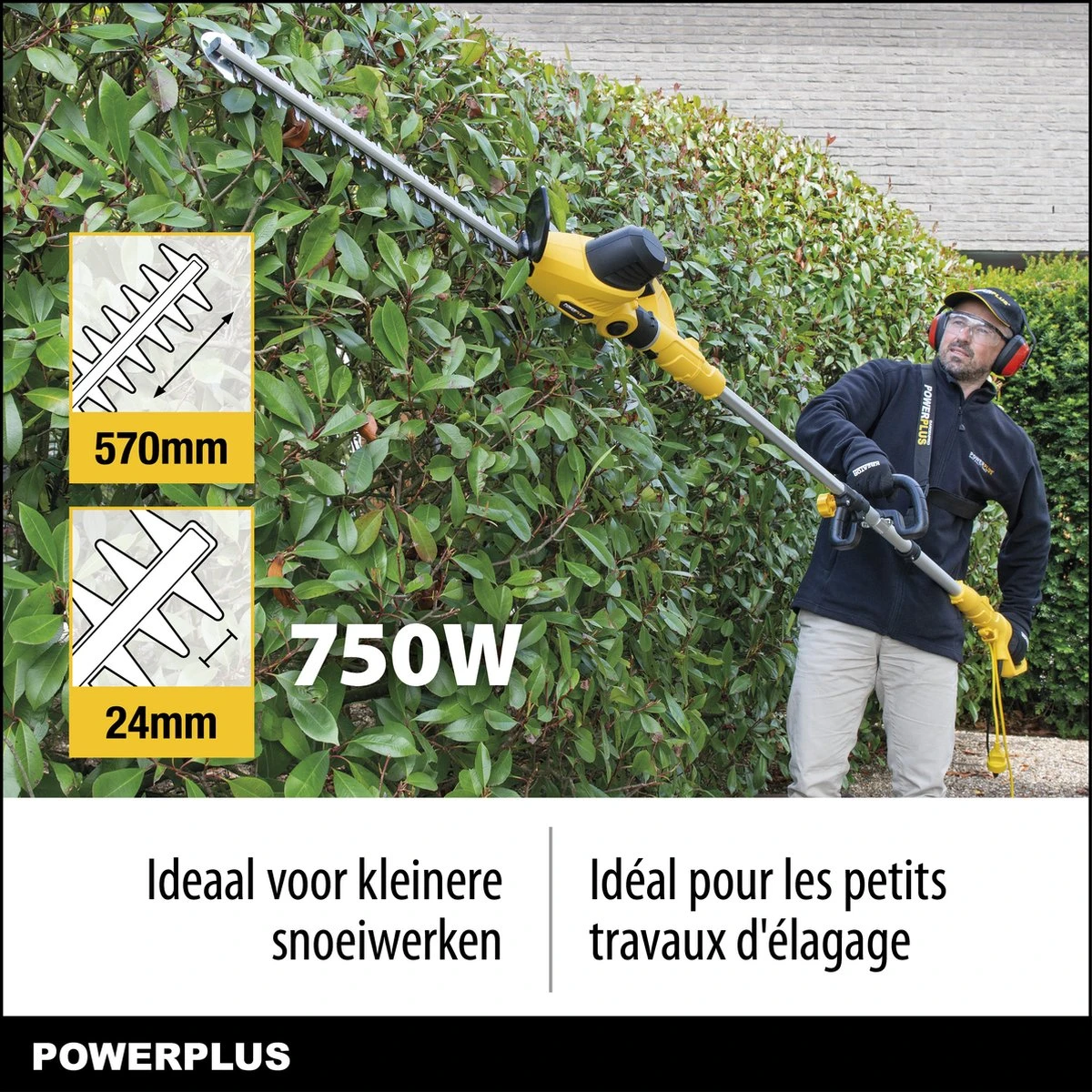 Powerplus POWXG2043 Elektrische Heggenschaar - 750W - Snoeien En Knippen - Zwaardlengte 570mm - Mesafstand 24mm - Telescopisch - Draaibaar Handvat - Haagschaar Voor Tuinonderhoud 3 Powerplus POWXG2043 Elektrische Heggenschaar - 750W - Snoeien En Knippen - Zwaardlengte 570mm - Mesafstand 24mm - Telescopisch - Draaibaar Handvat - Haagschaar Voor Tuinonderhoud - Image 3