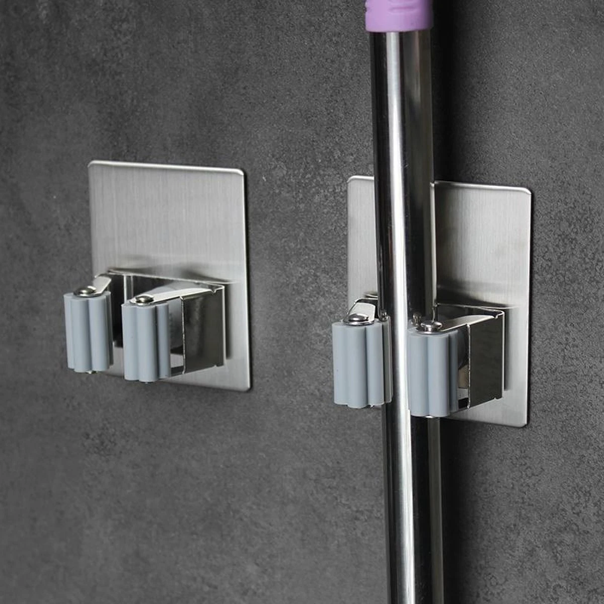 Merkloos Mop Houder - Mop - Houder - Bezem Ophangsysteem - Bezem Houder - Hanger - Staal 1 Merkloos Mop Houder - Mop - Houder - Bezem Ophangsysteem - Bezem Houder - Hanger - Staal