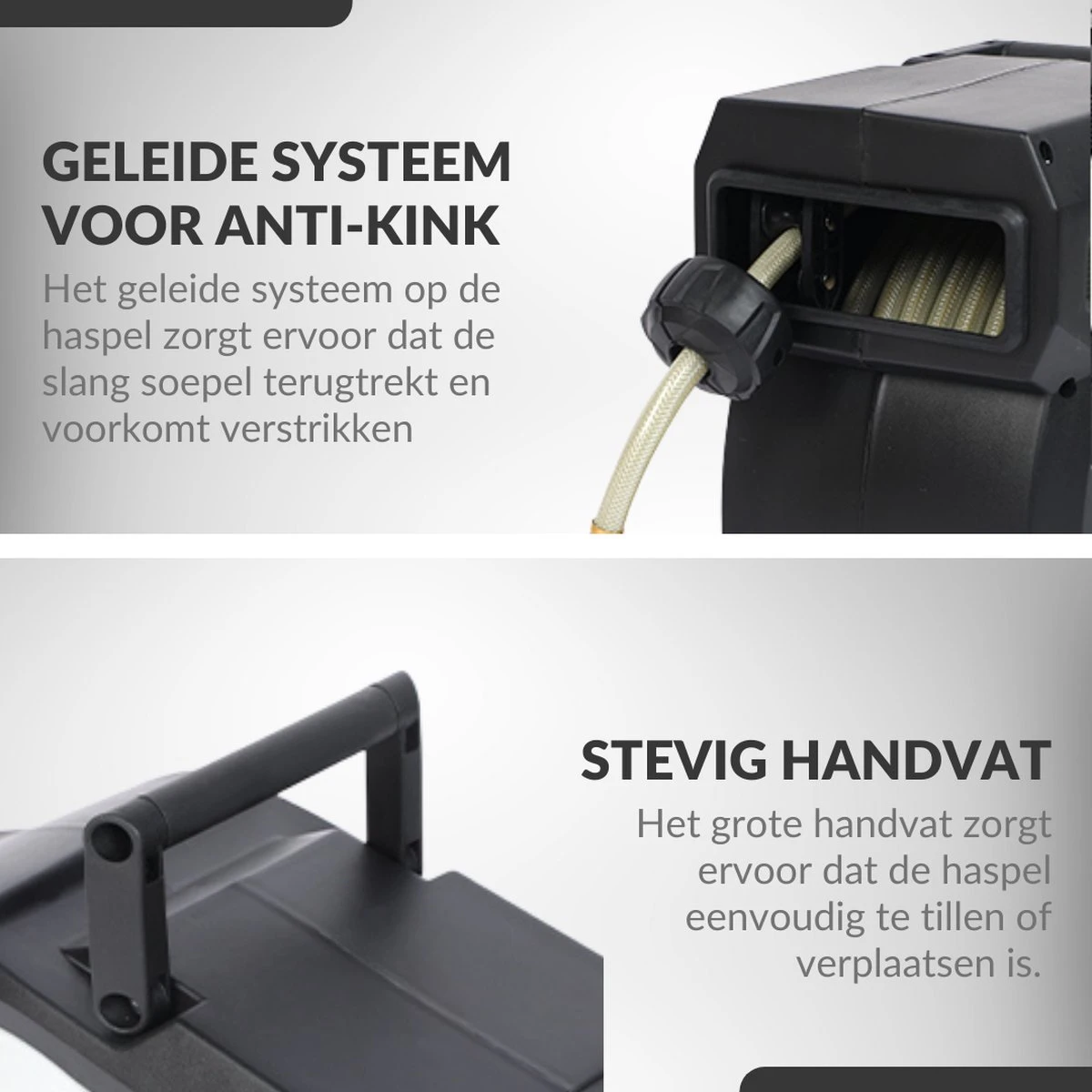 Buxibo - Wandslangenbox 20 Meter + 2 Meter - Tuinslang Met Haspel - 9 Sproei Standen - Slangenhouder 180° Draaibaar - Tuinslanghaspel Zwart+ Gratis Sproeier - Zwart 7 Buxibo - Wandslangenbox 20 Meter + 2 Meter - Tuinslang Met Haspel - 9 Sproei Standen - Slangenhouder 180° Draaibaar - Tuinslanghaspel Zwart+ Gratis Sproeier - Zwart - Image 7