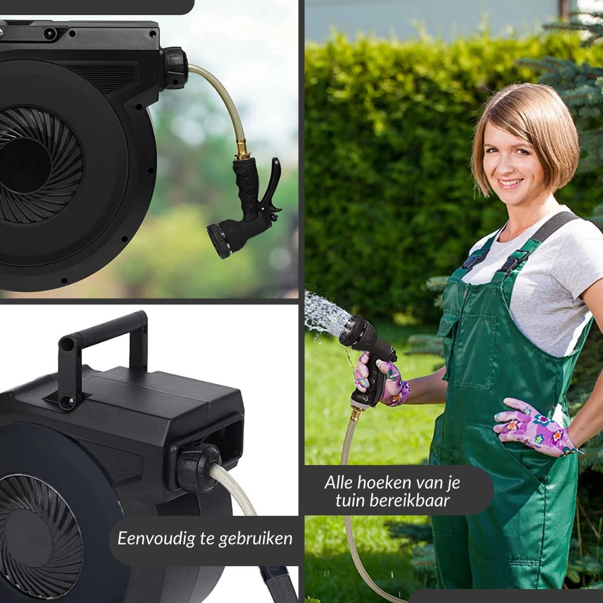 Buxibo - Wandslangenbox 20 Meter + 2 Meter - Tuinslang Met Haspel - 9 Sproei Standen - Slangenhouder 180° Draaibaar - Tuinslanghaspel Zwart+ Gratis Sproeier - Zwart 8 Buxibo - Wandslangenbox 20 Meter + 2 Meter - Tuinslang Met Haspel - 9 Sproei Standen - Slangenhouder 180° Draaibaar - Tuinslanghaspel Zwart+ Gratis Sproeier - Zwart - Image 8