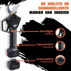 Reichlër® Elektrische Snoeischaar - 40 Mm Snijdiameter - 2x Accu - Anti-cut Functie - Heggenschaar - Takkenschaar - Zwart -Tuin Tools Verkoop 1200x1200 9