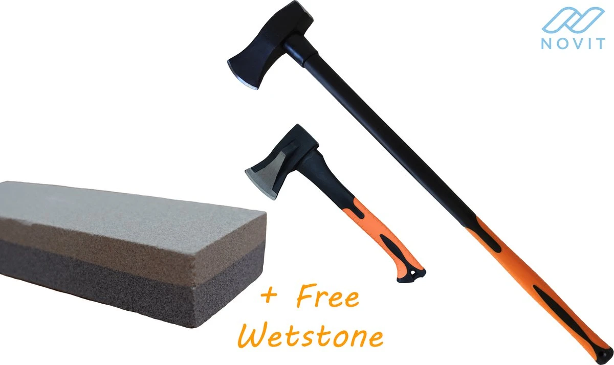 Novit Bijlenset - Kloofbijl 1kg + 3kg GRATIS Wetsteen - Handbijl - Bijl - Hakbijl 1 Novit Bijlenset - Kloofbijl 1kg + 3kg GRATIS Wetsteen - Handbijl - Bijl - Hakbijl