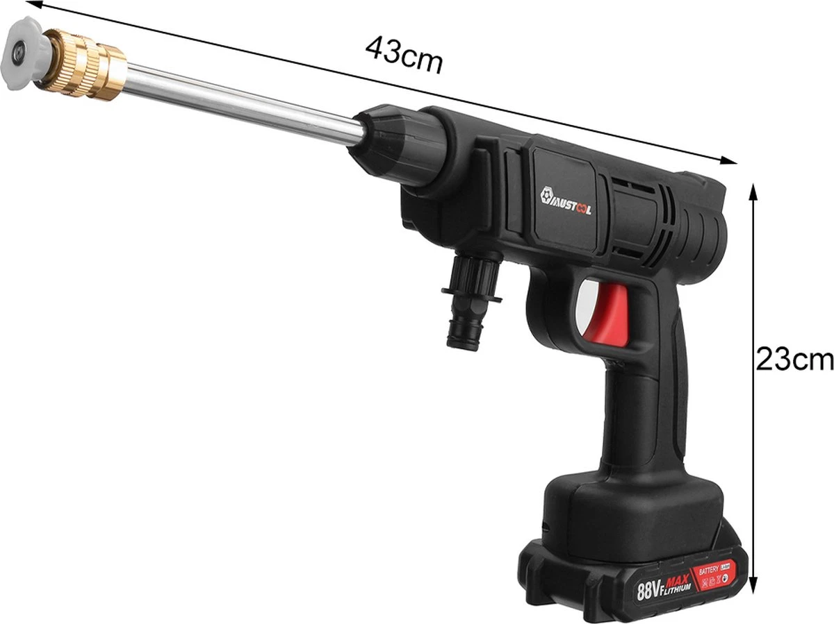 Merkloos Elektrische Accu-Hogedrukreiniger - 1.2mpa - Multifunctioneel Mondstuk - Draagbaar Oplaadbaar Snoerloos - Reinigingsspuitpistool - Met Rijke Accessoires - Voor Auto, Tuin, Terras, Raam - Zwart 8 Merkloos Elektrische Accu-Hogedrukreiniger - 1.2mpa - Multifunctioneel Mondstuk - Draagbaar Oplaadbaar Snoerloos - Reinigingsspuitpistool - Met Rijke Accessoires - Voor Auto, Tuin, Terras, Raam - Zwart - Image 8