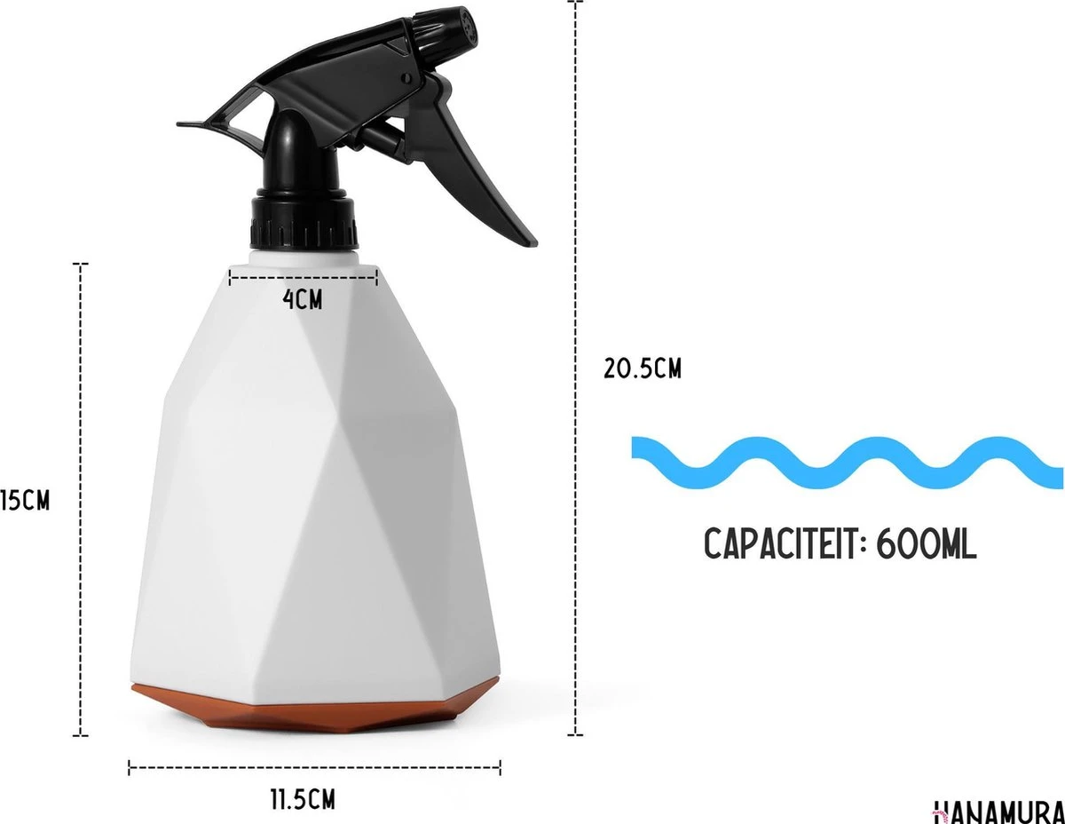 Hanamura Plantenspuit – Sprayflacon – Waterverstuiver – Wit – 600ml 2 Hanamura Plantenspuit – Sprayflacon – Waterverstuiver – Wit – 600ml - Image 2