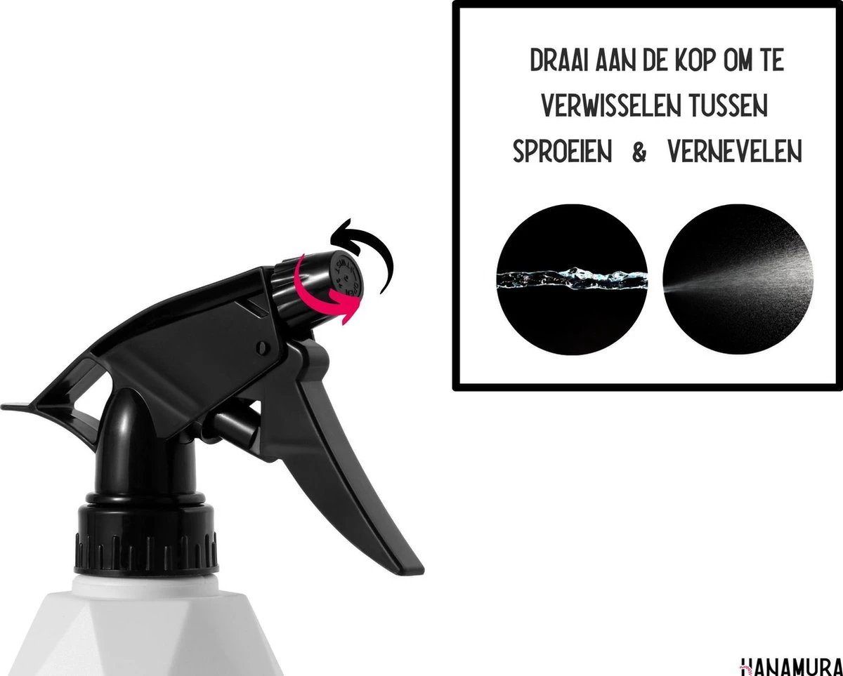 Hanamura Plantenspuit – Sprayflacon – Waterverstuiver – Wit – 600ml 4 Hanamura Plantenspuit – Sprayflacon – Waterverstuiver – Wit – 600ml - Image 4