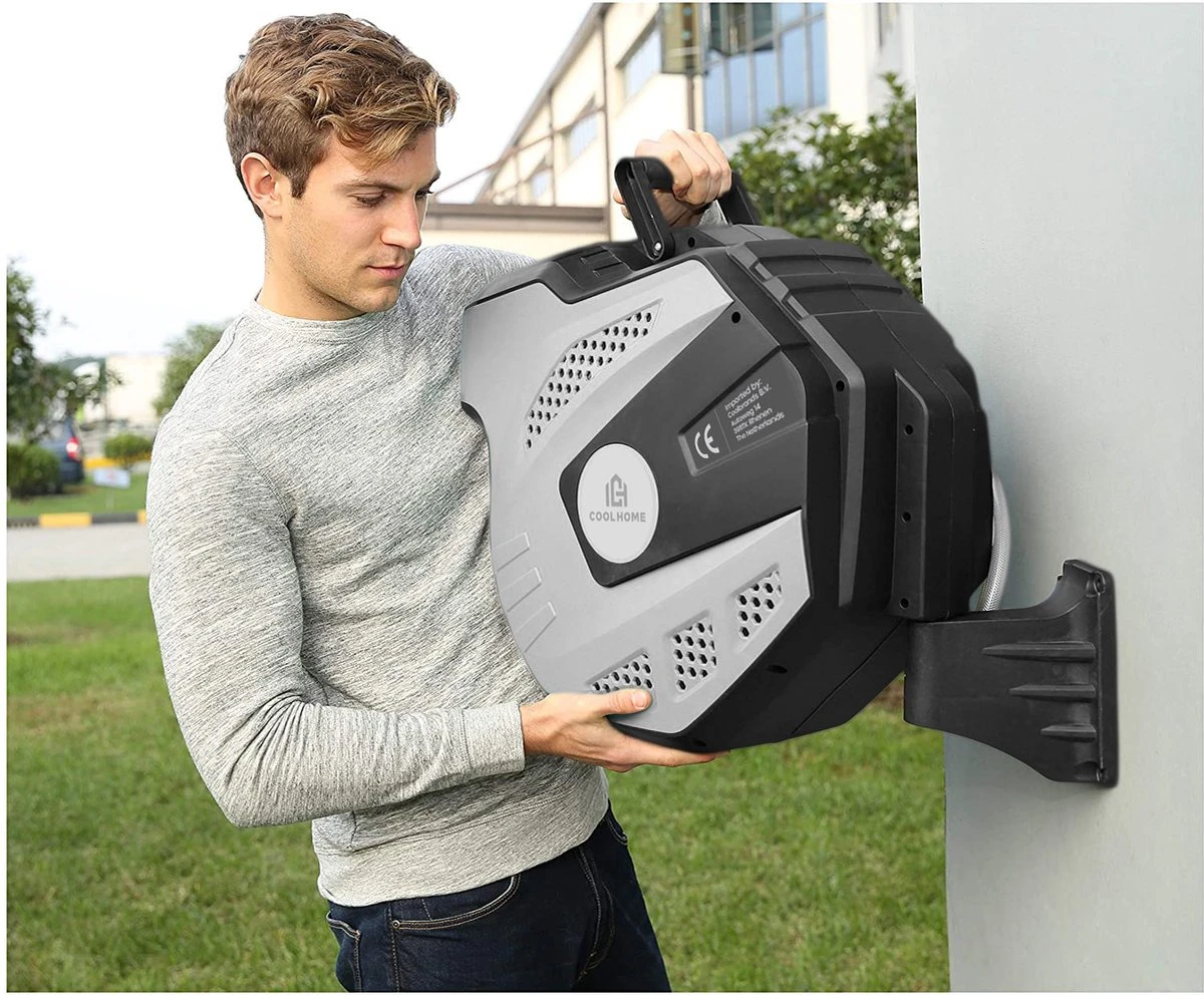CoolHome - Wandslangenbox 20 Meter + 2 Meter - Tuinslang Met Haspel- Slangenhouder 180° Draaibaar - Tuinslanghaspel Zwart - Grijs 7 CoolHome - Wandslangenbox 20 Meter + 2 Meter - Tuinslang Met Haspel- Slangenhouder 180° Draaibaar - Tuinslanghaspel Zwart - Grijs - Image 7