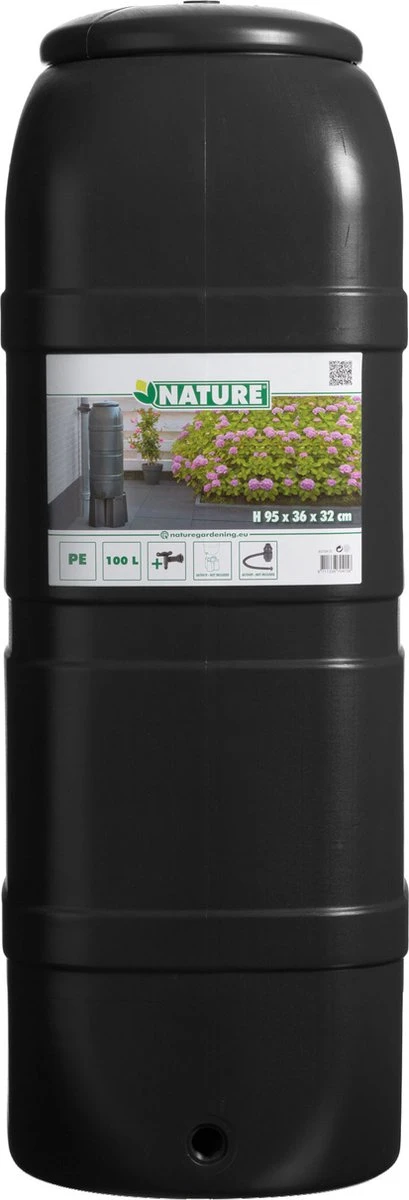 Nature - Slimline - Regenton - 100L - H96 X 32 X 36cm - Zwart 1 Nature - Slimline - Regenton - 100L - H96 X 32 X 36cm - Zwart