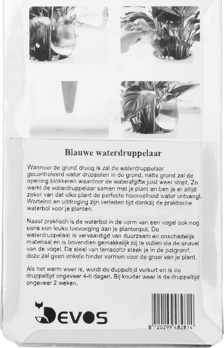 Waterdruppelaar Voor Planten 2 Stuks - Waterbol Kamerplanten - Automatisch Watergeefsysteem - Vogel - Blauw 6 Waterdruppelaar Voor Planten 2 Stuks - Waterbol Kamerplanten - Automatisch Watergeefsysteem - Vogel - Blauw - Image 6