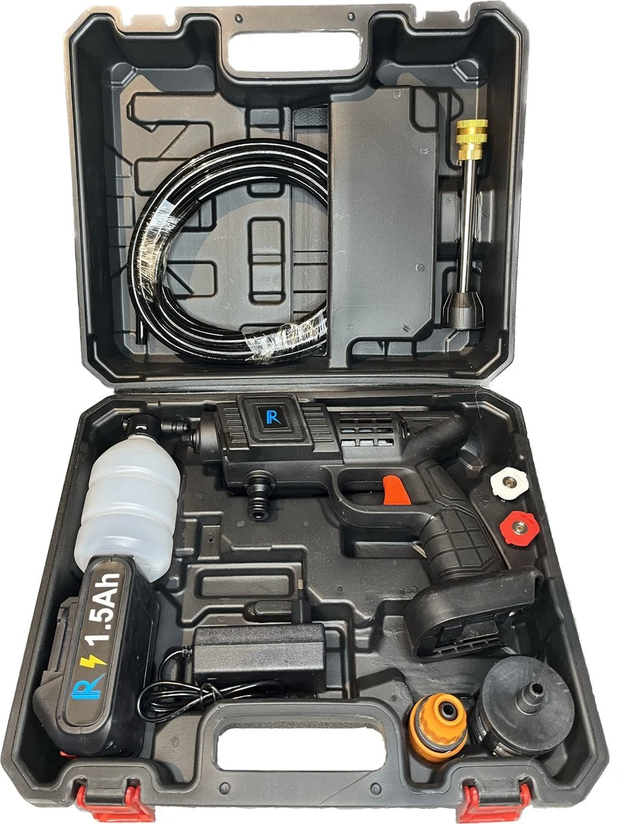 Hogedrukreinger Op Accu - Inclusief Opbergkoffer - Foam Gun - Foam Sprayer - Schuimpistool - Schuimsproeier - Hogedruk Pistool - Inclusief Accesoires 3 Hogedrukreinger Op Accu - Inclusief Opbergkoffer - Foam Gun - Foam Sprayer - Schuimpistool - Schuimsproeier - Hogedruk Pistool - Inclusief Accesoires - Image 3
