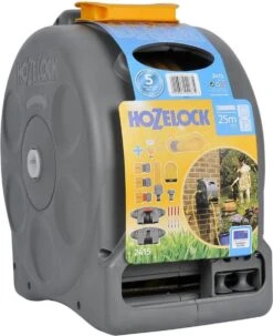 Hozelock Compact Enclosed Reel 2 In 1 - 25 Meter - Slangbox En Muurhaspel In één - Grijs